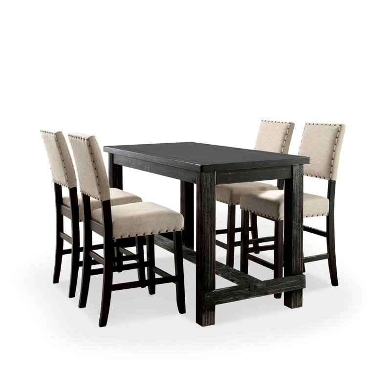 Greyleigh™ Rockport 5 Piece Counter Height Solid Wood Dining Set